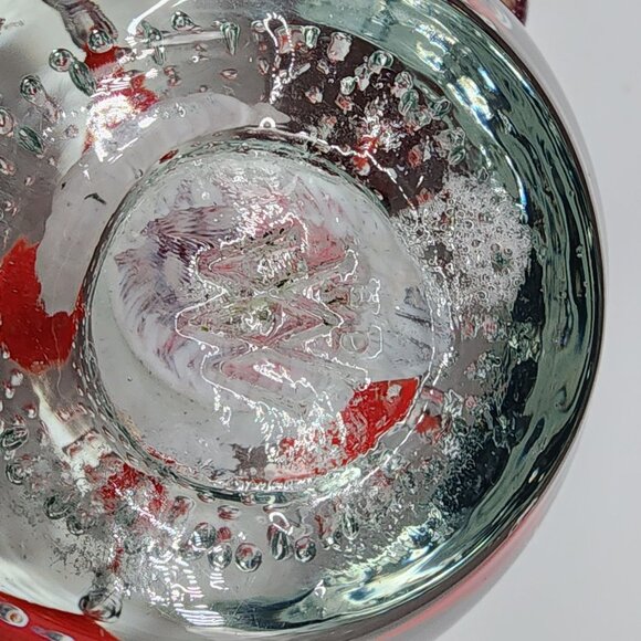 Glass Flower Floral Paperweight Red White Blue Bubbles VTG Wheaton Village 2.5" - Picture 8 of 8